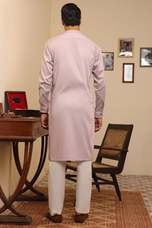 Dyed Embroidered Ribbed Cotton Kurta