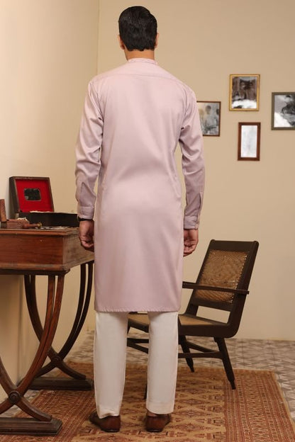 Dyed Embroidered Ribbed Cotton Kurta