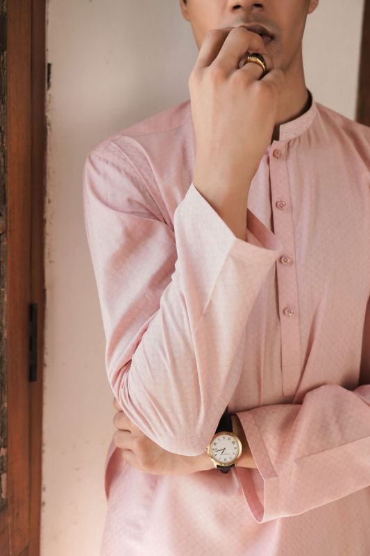 Dyed Embroidered Jacquard Kurta