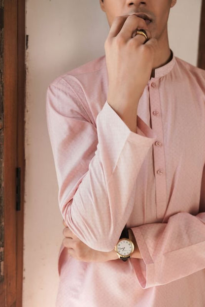 Dyed Embroidered Jacquard Kurta