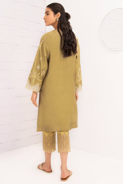 Dyed Embroidered Cotton Silk Kurti