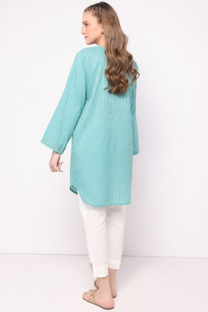 Dyed Embroidered Jacquard Kurti