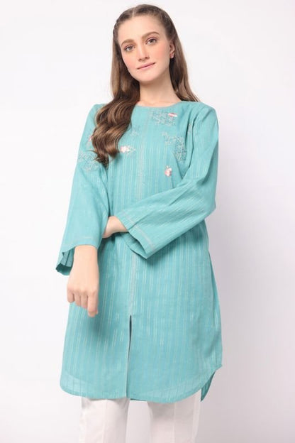 Dyed Embroidered Jacquard Kurti