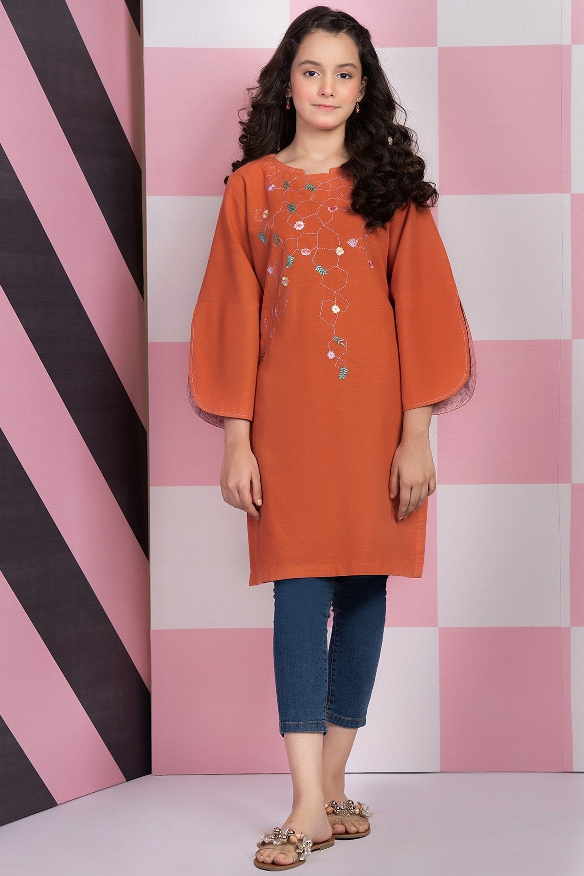 Dyed Embroidered Khaddar Kurti