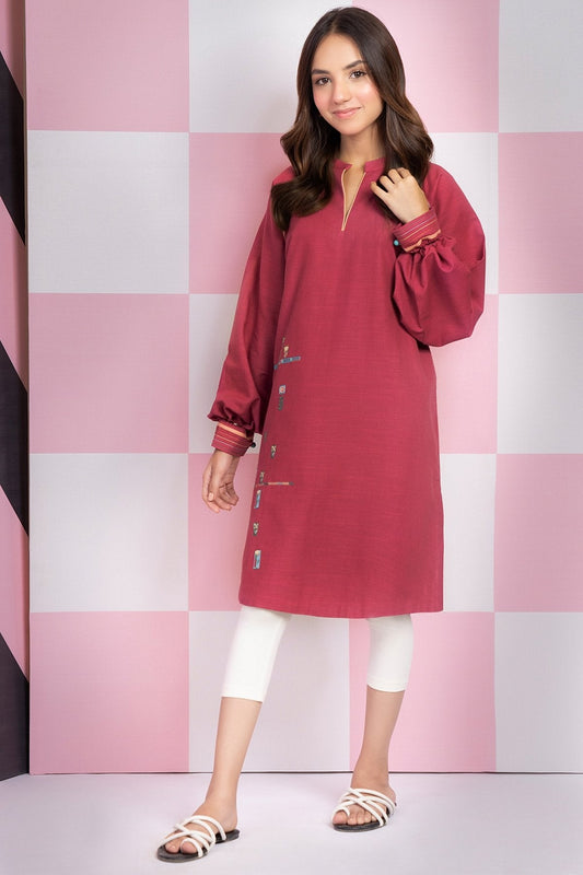 Dyed Embroidered Khaddar Kurti