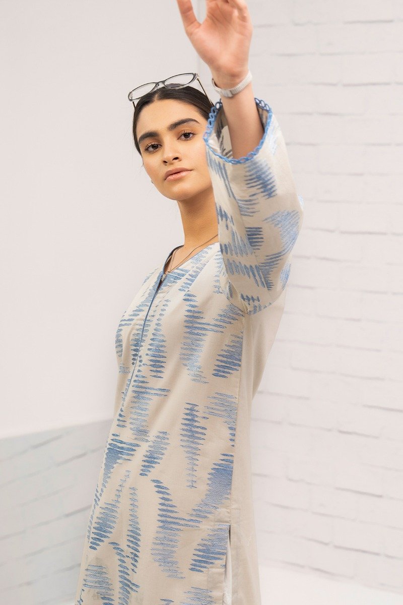 Dyed Embroidered Cambric Kurti