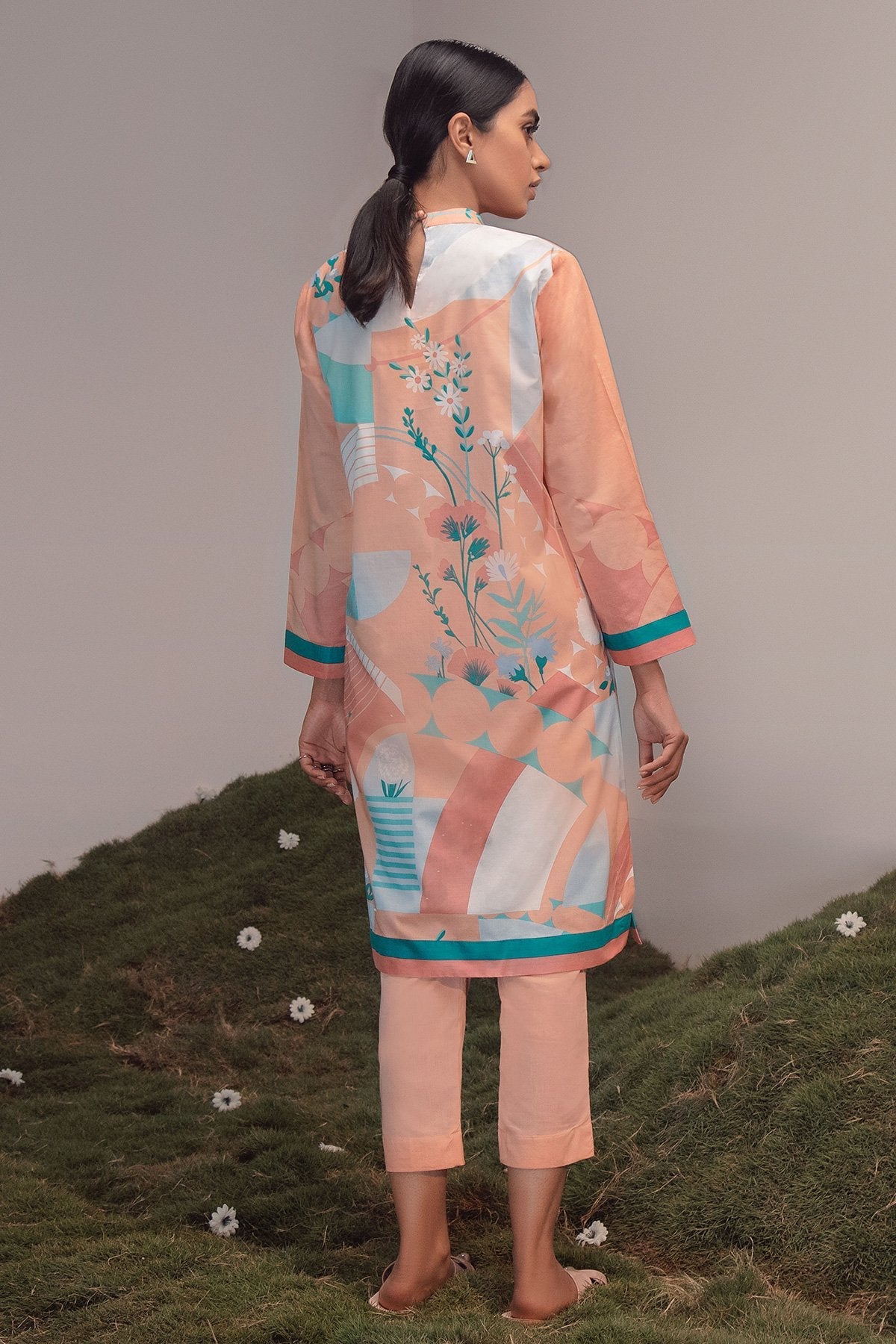 Alkaram - 2 Pc Printed Cambric Suit With Dyed Cambric Trouser