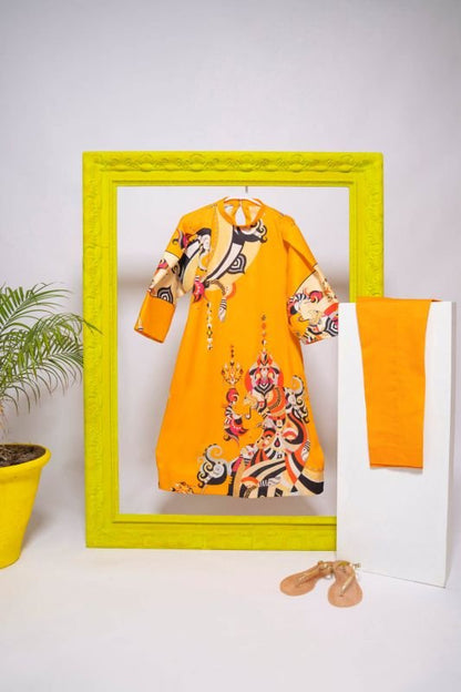 Alkaram - 2 Piece Printed Suit With Dyed Cambric Trouser