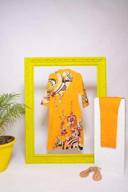 Alkaram - 2 Piece Printed Suit With Dyed Cambric Trouser