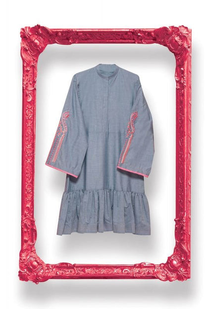 Alkaram - 1 Piece Embroidered Denim Shirt