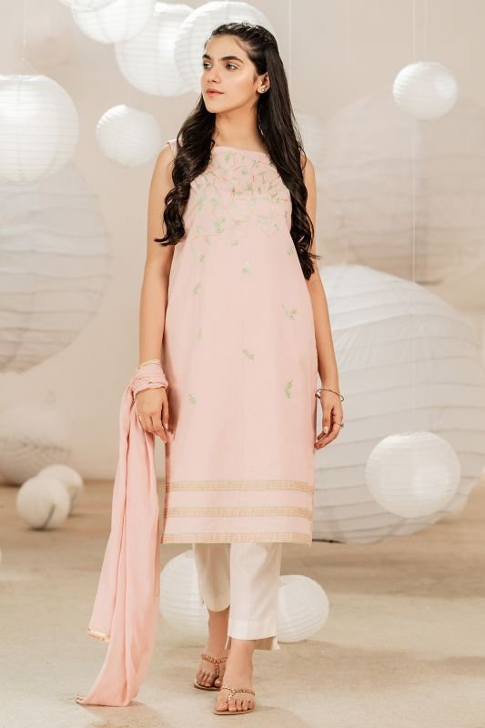 Alkaram - Two Piece Embroidered Suit With Viscose Stole