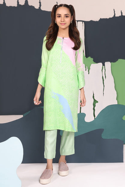 2 Pc Printed Twill Linen Outfit