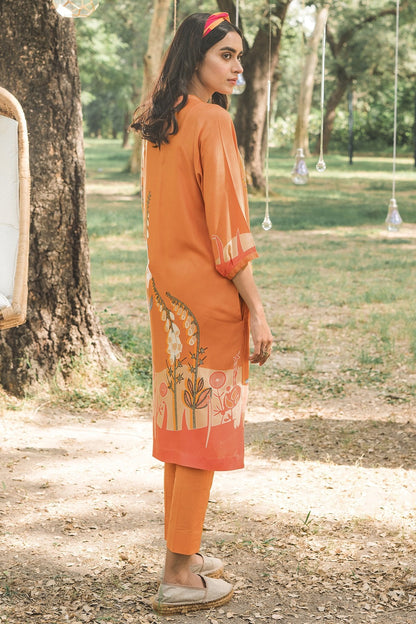 Alkaram - 2 Piece Printed Twill Linen Suit With Dyed Cambric Trouser