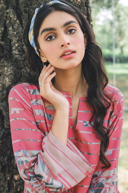 Alkaram - 2 Piece Printed Twill Linen Suit With Dyed Cambric Trouser