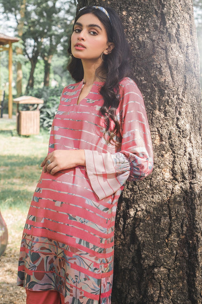 Alkaram - 2 Piece Printed Twill Linen Suit With Dyed Cambric Trouser