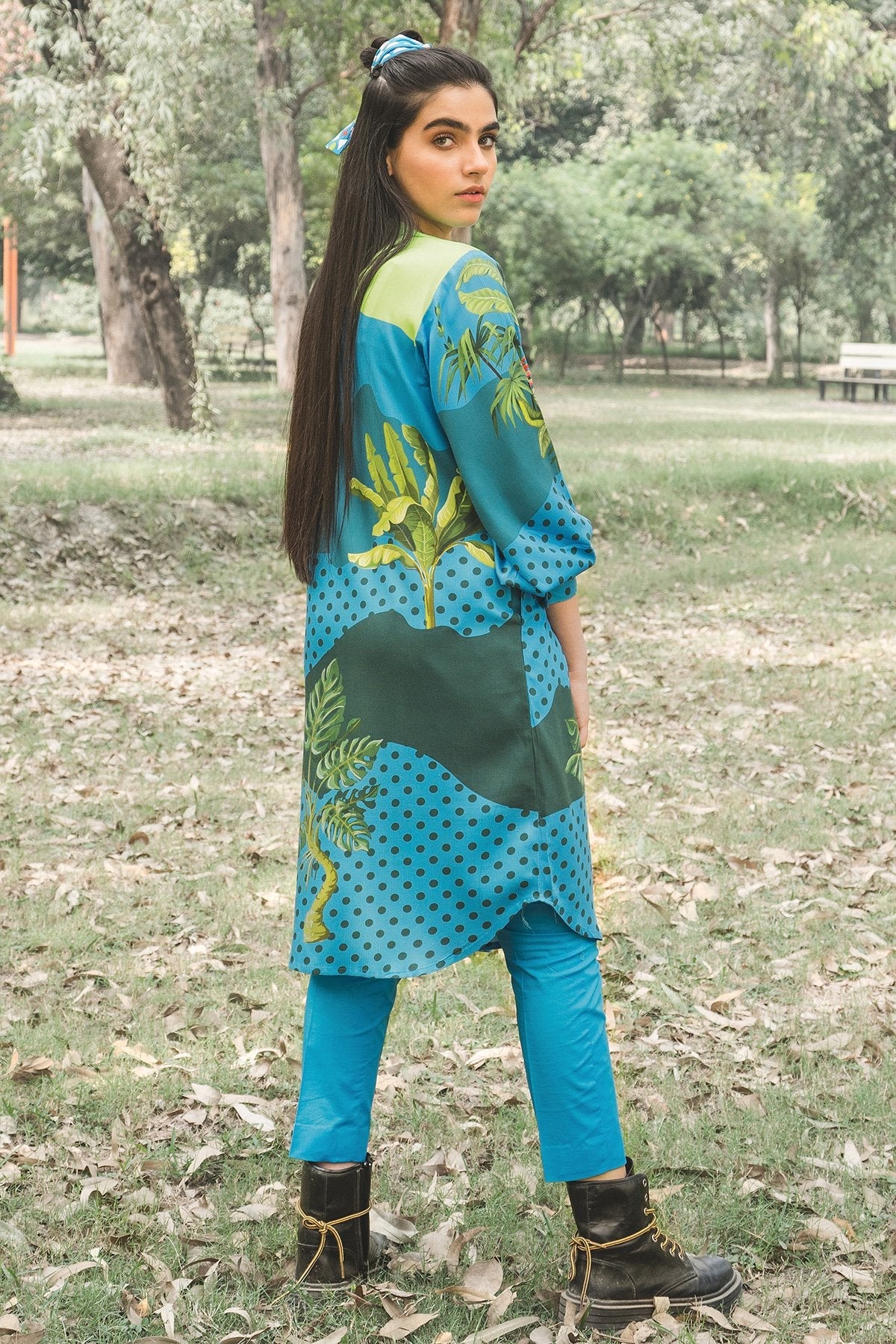 Alkaram - 2 Piece Printed Cotail Viscose Shirt With Dyed Cambric Trouser