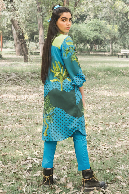 Alkaram - 2 Piece Printed Cotail Viscose Shirt With Dyed Cambric Trouser