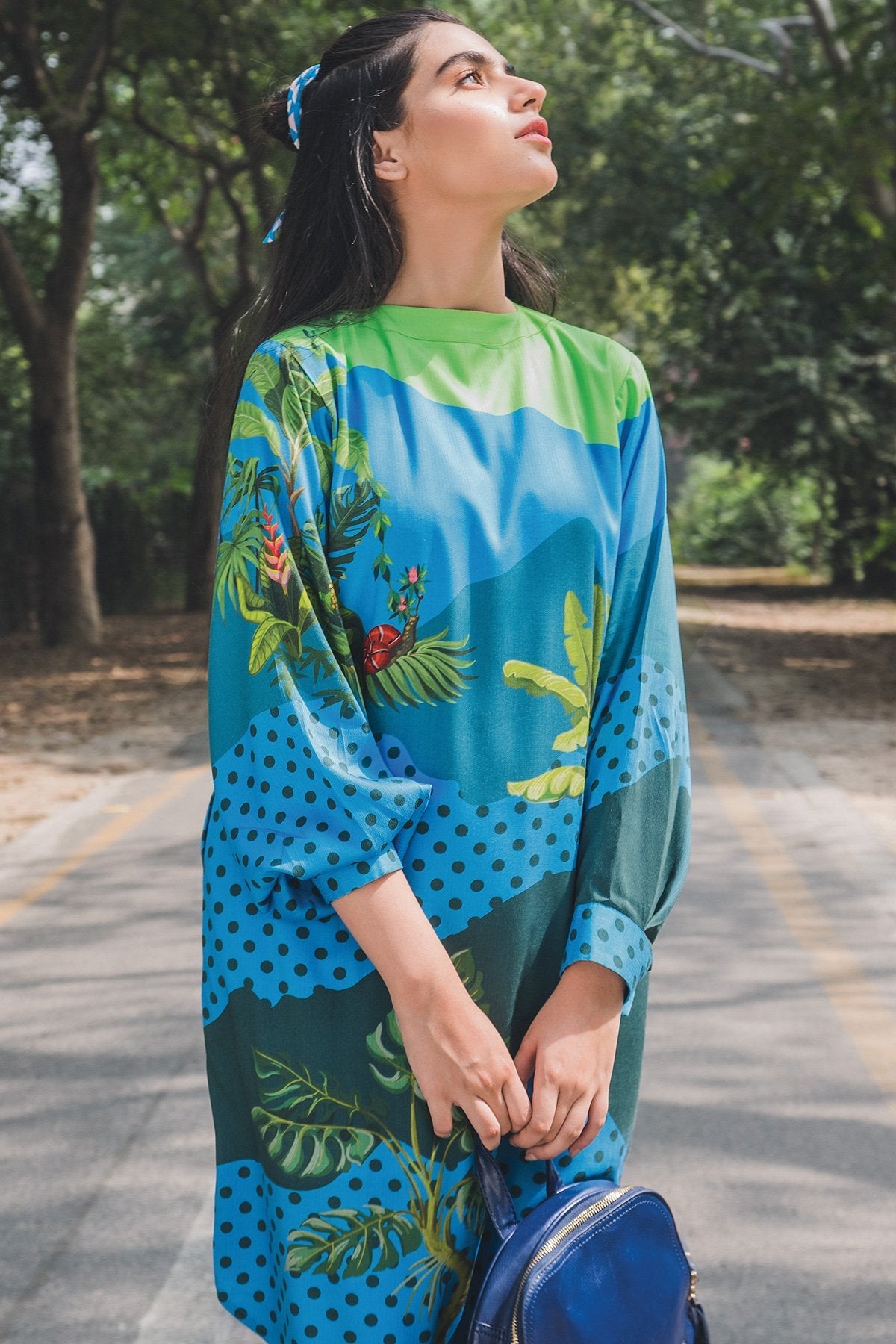 Alkaram - 2 Piece Printed Cotail Viscose Shirt With Dyed Cambric Trouser