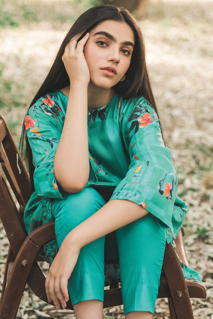 Alkaram - 2 Piece Printed Cotail Viscose Shirt With Dyed Cambric Trouser