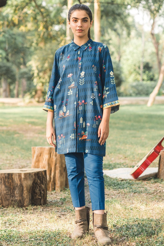 Alkaram - 2 Piece Printed Cotail Viscose Shirt With Dyed Cambric Trouser