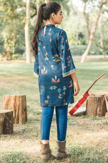 Alkaram - 2 Piece Printed Cotail Viscose Shirt With Dyed Cambric Trouser