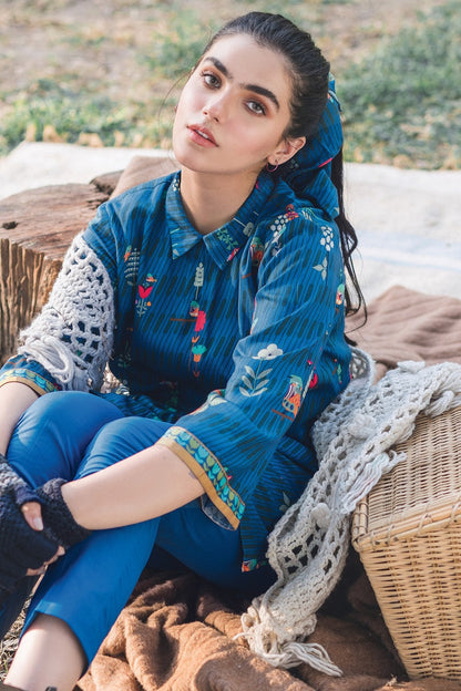 Alkaram - 2 Piece Printed Cotail Viscose Shirt With Dyed Cambric Trouser