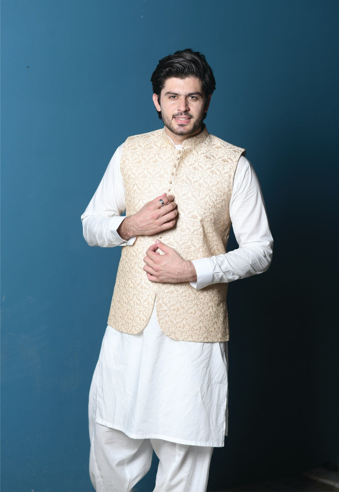 Bareeq Outfits - Cream Embroidered Waistcoat