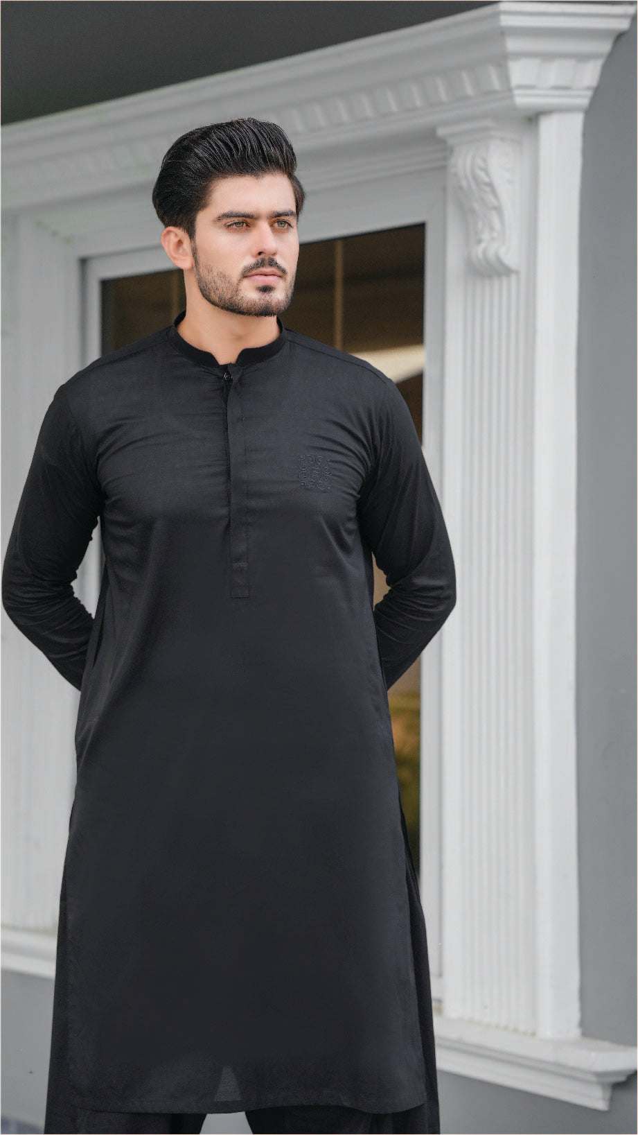 Bareeq Outfits - Black Cotton Shalwar-Kameez