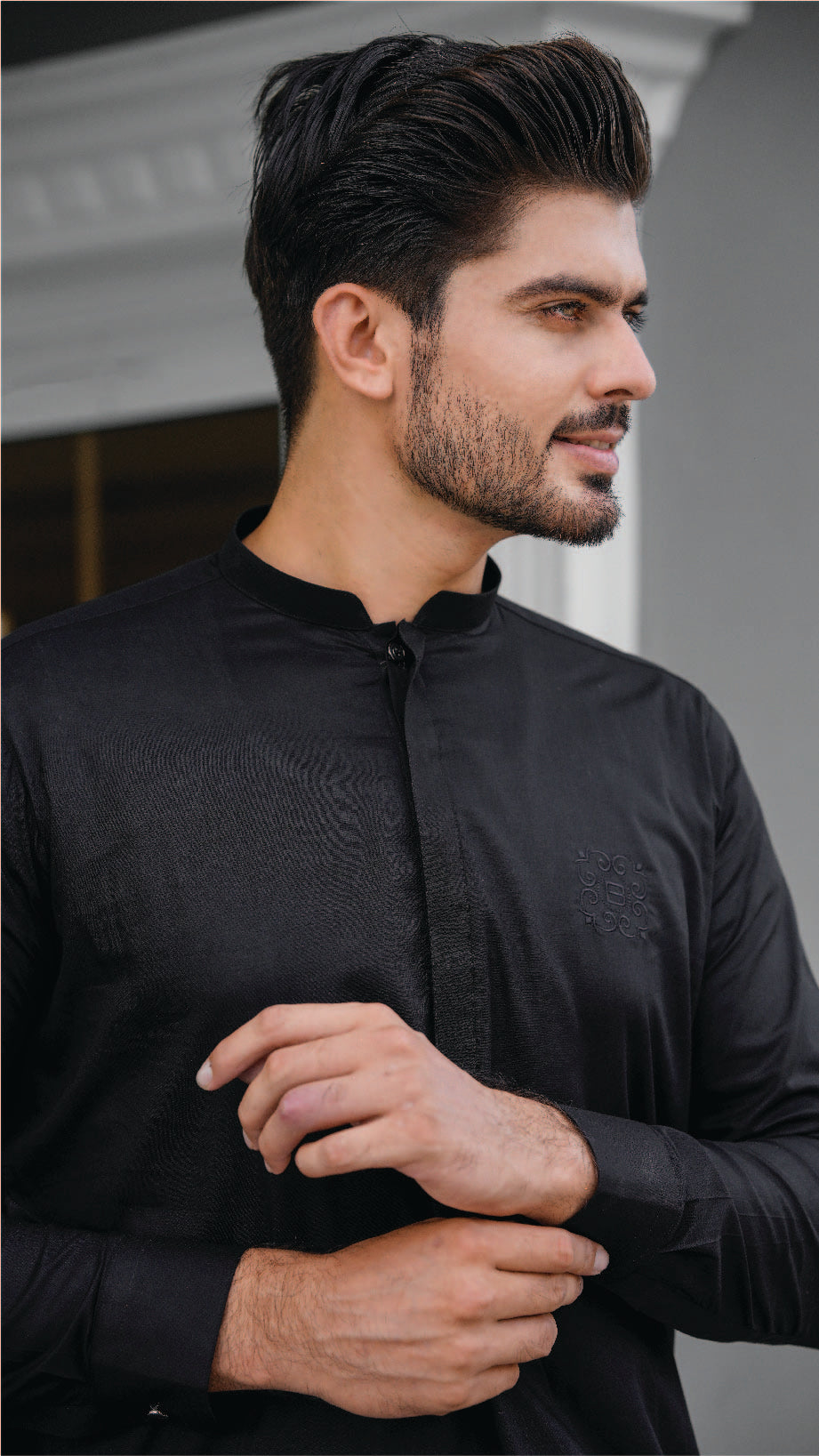 Bareeq Outfits - Black Cotton Shalwar-Kameez