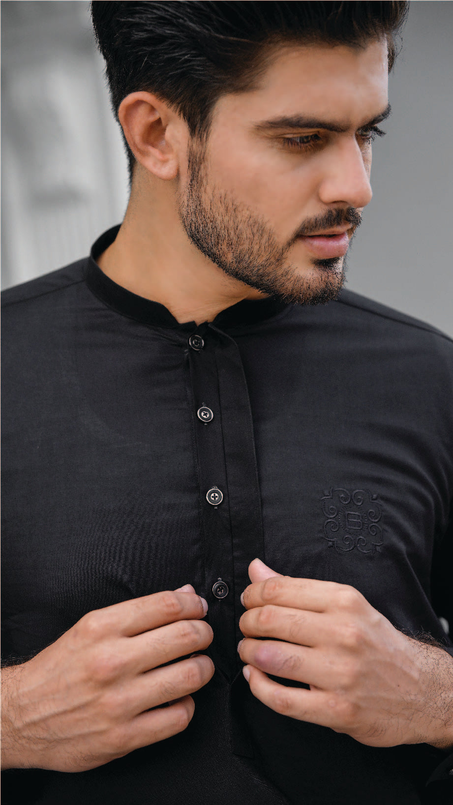 Bareeq Outfits - Black Cotton Shalwar-Kameez