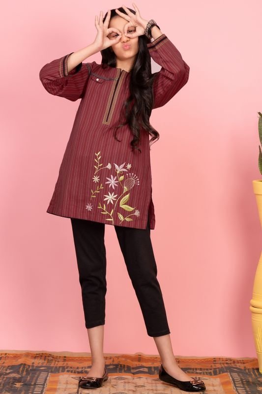Dyed Embroidered Kurti