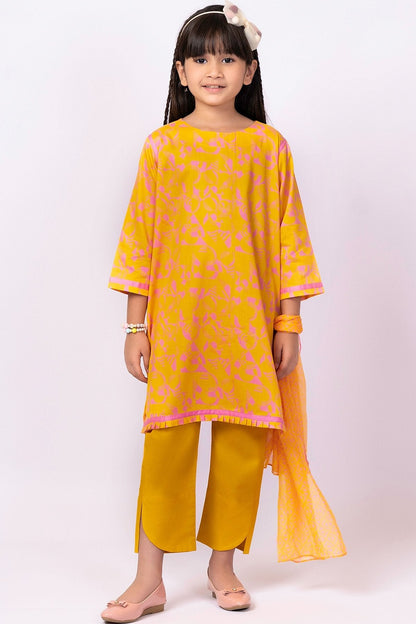3 Pc Printed Satin Outfit