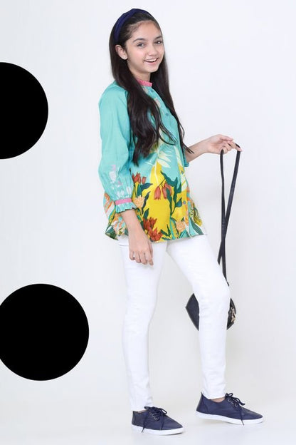 Printed Cotton Satin MAK Girl Kurti