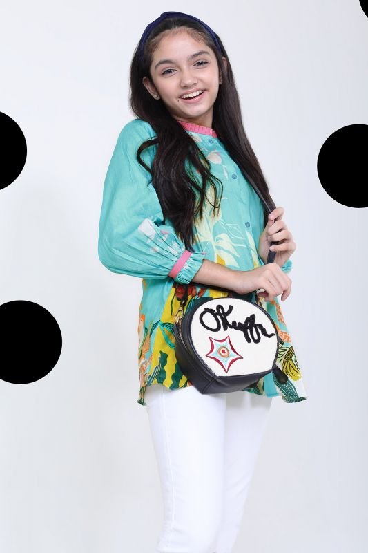 Printed Cotton Satin MAK Girl Kurti