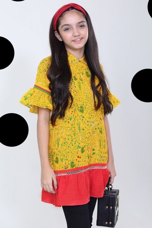 Printed Khaddar MAK Girl Kurti