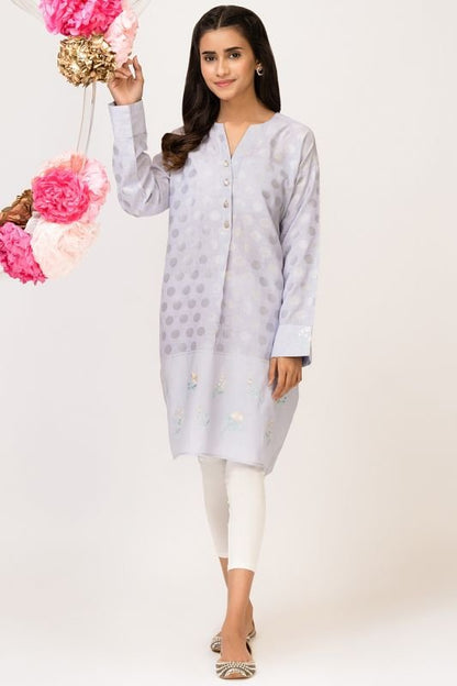 Dyed Embroidered Jacquard Kurti