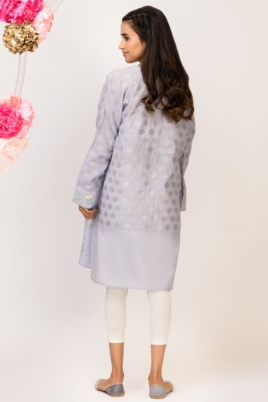 Dyed Embroidered Jacquard Kurti