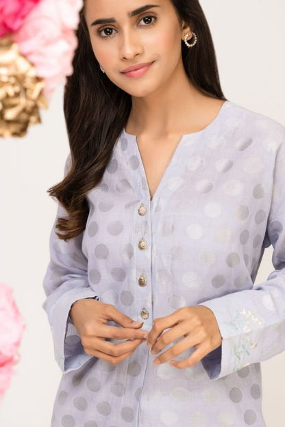 Dyed Embroidered Jacquard Kurti