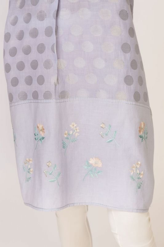 Dyed Embroidered Jacquard Kurti