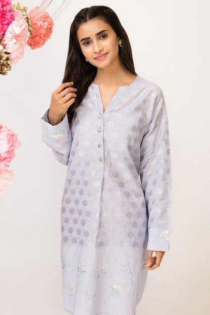 Dyed Embroidered Jacquard Kurti