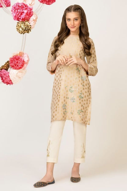 Dyed Embroidered Jacquard Kurti