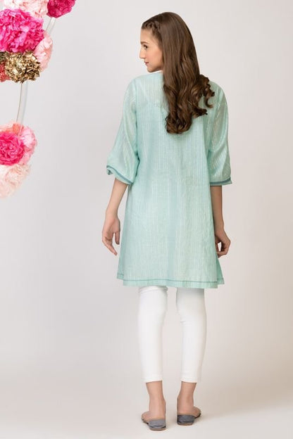 Dyed Embroidered Jacquard Kurti