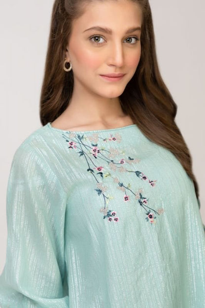 Dyed Embroidered Jacquard Kurti