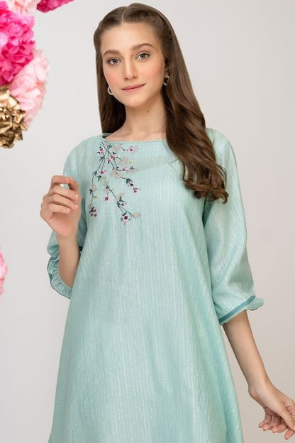 Dyed Embroidered Jacquard Kurti