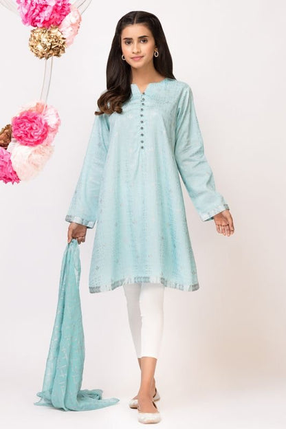 2 Pc Printed Cotton Satin Suit