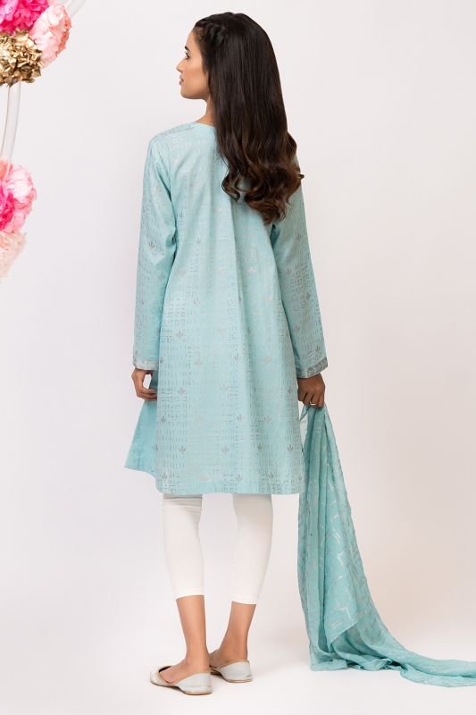 2 Pc Printed Cotton Satin Suit