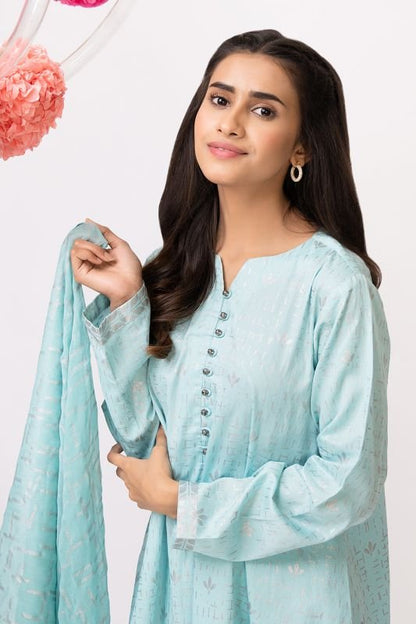 2 Pc Printed Cotton Satin Suit