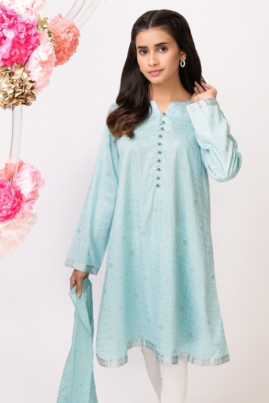 2 Pc Printed Cotton Satin Suit