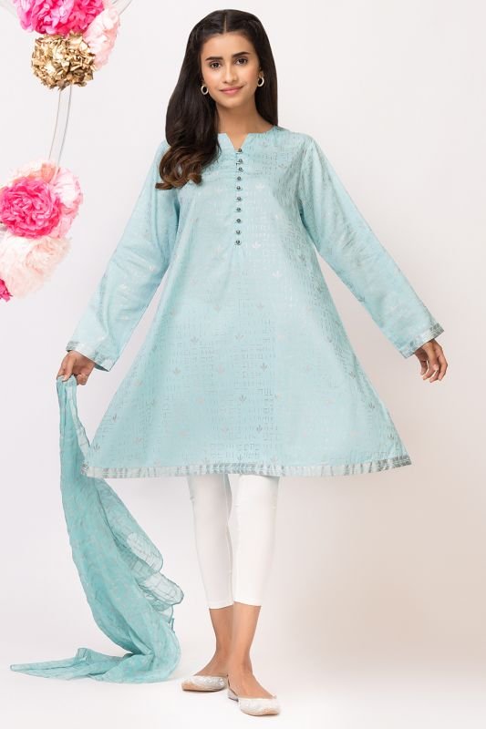 2 Pc Printed Cotton Satin Suit