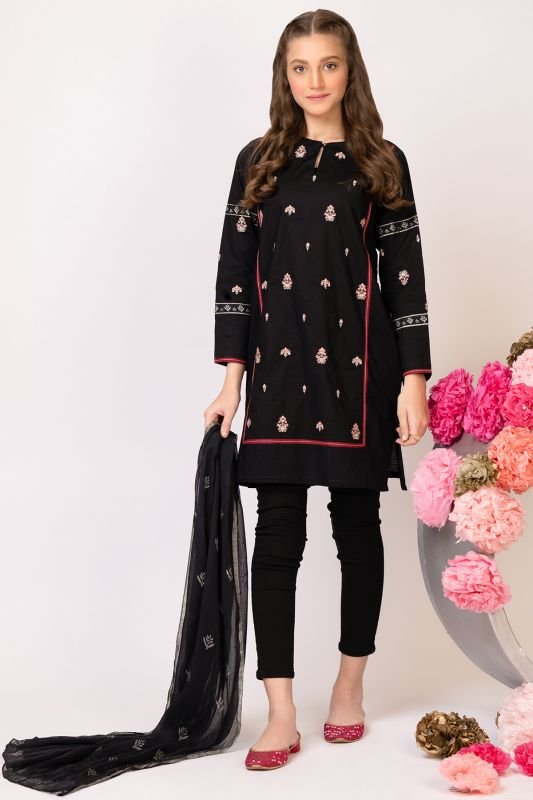 2 Pc Cambric Embroidered Suit